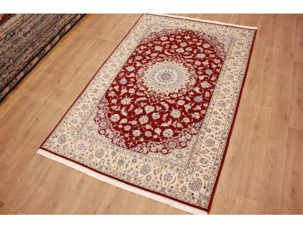 Persian carpet Nain 9La wool and silk 300x200 cm Red