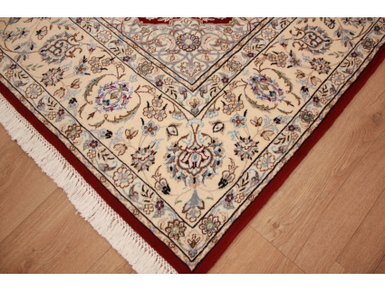 Persian carpet Nain 9La wool and silk 300x200 cm Red