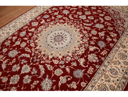 Persian carpet Nain 9La wool and silk 300x200 cm Red