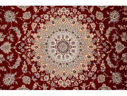 Persian carpet Nain 9La wool and silk 300x200 cm Red