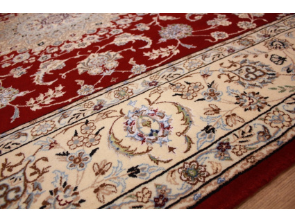 Persian carpet Nain 9La wool and silk 300x200 cm Red