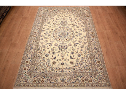 Persian carpet Nain 9la with Silk 303x195 cm Beige