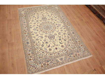 Persian carpet Nain 9la with Silk 303x195 cm Beige