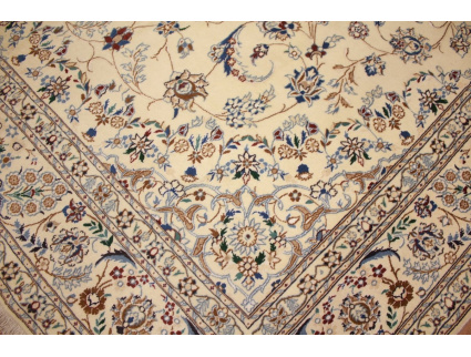 Persian carpet Nain 9la with Silk 303x195 cm Beige