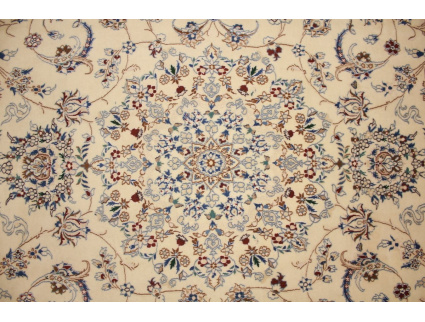 Persian carpet Nain 9la with Silk 303x195 cm Beige