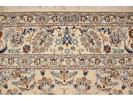 Persian carpet Nain 9la with Silk 303x195 cm Beige