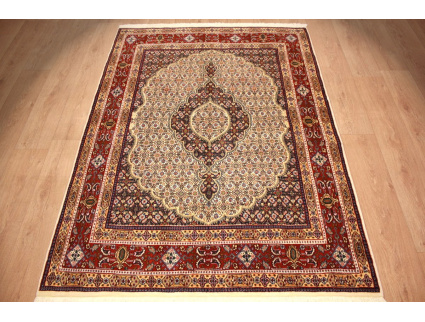 Persian carpet Moud with silk 194xx142 cm Beige