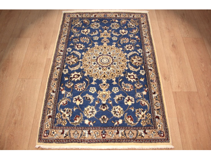 Perserteppich Nain Wolle und Seide 130x87  cm Blau