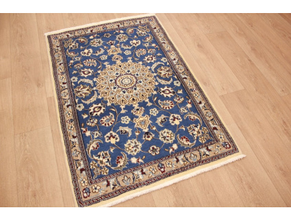 Perserteppich Nain Wolle und Seide 130x87  cm Blau