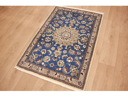 Perserteppich Nain Wolle und Seide 130x87  cm Blau