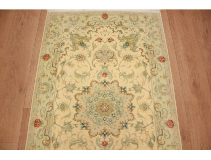 Persian carpet Tabriz virgin wool with silk 408x89 cm Runner