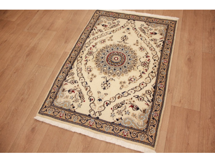 Perserteppich Nain Wolle und Seide 127x88  cm Beige