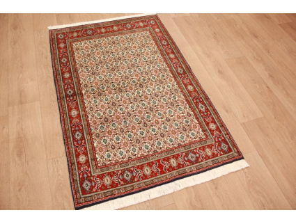 Perser Teppich Moud mit Seide 148x98 cm Beige