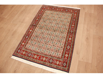 Perser Teppich Moud mit Seide 148x98 cm Beige