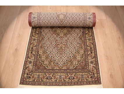 Perserteppich Täbriz Läufer mit Seide 269x77 cm Beige