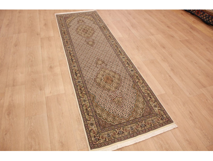 Perserteppich Täbriz Läufer mit Seide 269x77 cm Beige