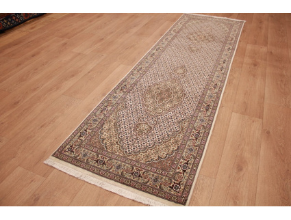 Persian carpet Tabriz Runner with Silk 269x77 cm Beige