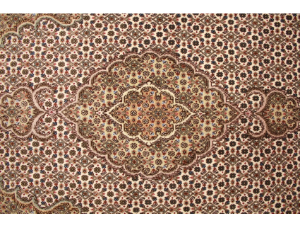 Perserteppich Täbriz Läufer mit Seide 269x77 cm Beige