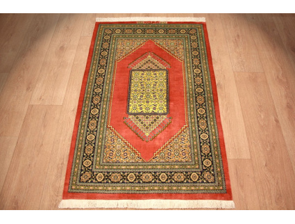 Persian carpet  Gom  pure silk rug 122x79 cm