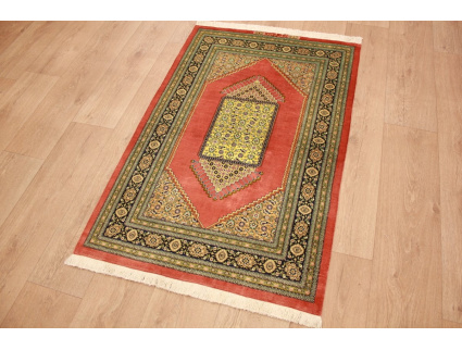 Persian carpet  Gom  pure silk rug 122x79 cm