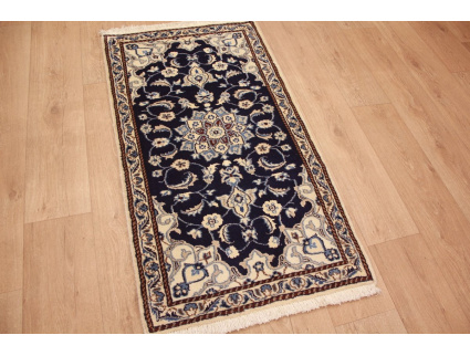 Perserteppich Nain Wollteppich 128x68  cm Blau