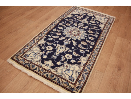 Perserteppich Nain Wollteppich 128x68  cm Blau