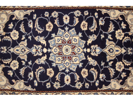 Perserteppich Nain Wollteppich 128x68  cm Blau