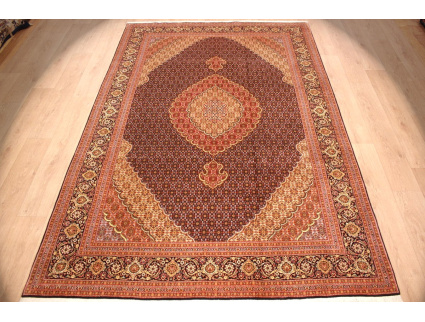 Persian carpet Taabriz Mahi with silk 299x204 cm Black