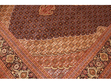 Persian carpet Taabriz Mahi with silk 299x204 cm Black