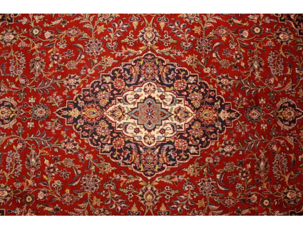 Persian carpet Kashan virgin wool 346x231 Red