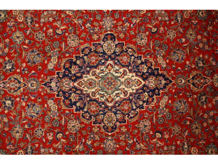 Persian carpet Kashan pure wool 395x295 cm Red