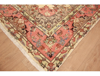 Persian carpet Tabriz with silk 270x195 cm Beige