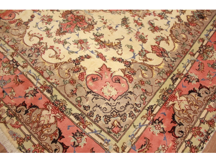 Persian carpet Tabriz with silk 270x195 cm Beige