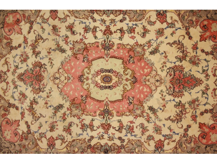 Persian carpet Tabriz with silk 270x195 cm Beige