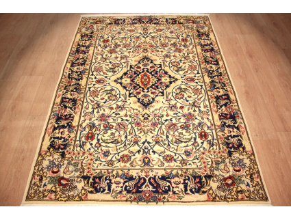 Persian carpet Ghom virgin wool with silk 195x148 cm Beige