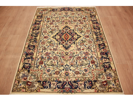 Persian carpet Ghom virgin wool with silk 195x148 cm Beige