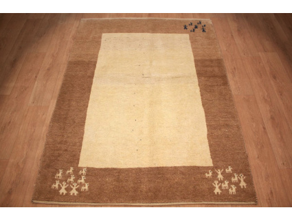 Nomadic Persian carpet Gabbeh wool 207x152 cm Beige