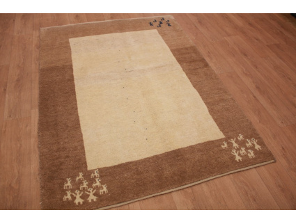 Nomadic Persian carpet Gabbeh wool 207x152 cm Beige