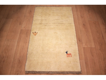 Nomadic Persian carpet Gabbeh wool 127x75 cm Beige