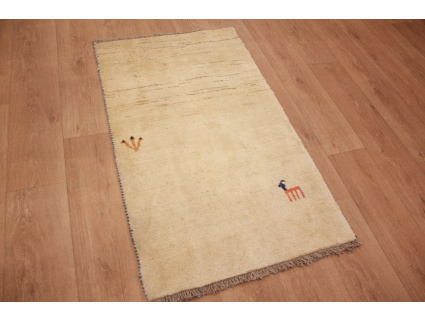 Nomadic Persian carpet Gabbeh wool 127x75 cm Beige