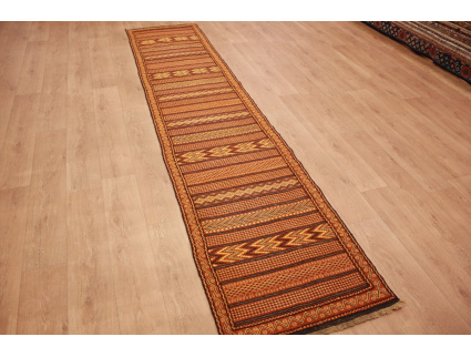 Persian carpet Kelim pure wool 379x79 cm Runner