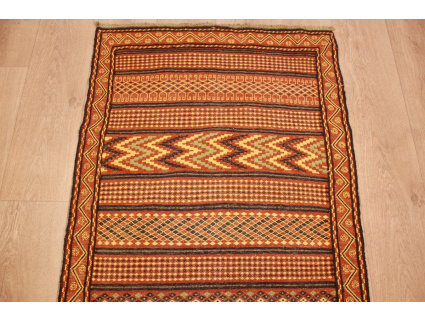 Persian carpet Kelim pure wool 379x79 cm Runner