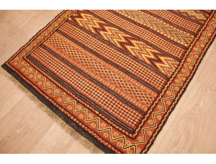 Persian carpet Kelim pure wool 379x79 cm Runner