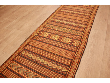 Persian carpet Kelim pure wool 379x79 cm Runner