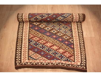 Orientteppich Kelim wollteppich 407x112 cm Kilim