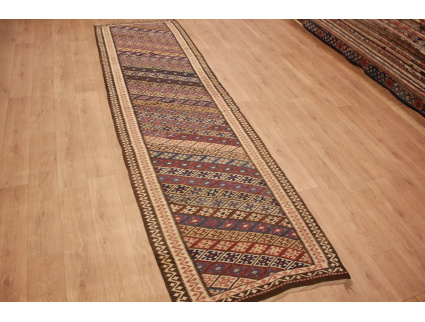 Orientteppich Kelim wollteppich 407x112 cm Kilim