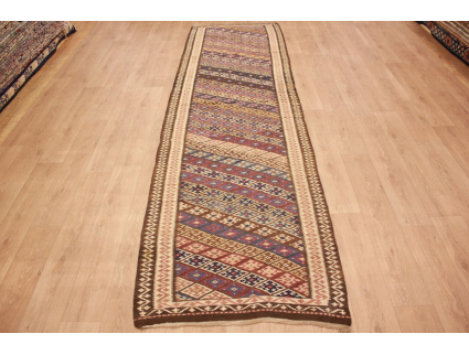 Orientteppich Kelim wollteppich 407x112 cm Kilim