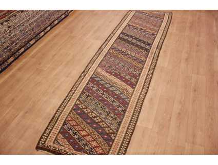 Orientteppich Kelim wollteppich 407x112 cm Kilim