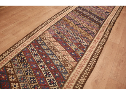 Orientteppich Kelim wollteppich 407x112 cm Kilim