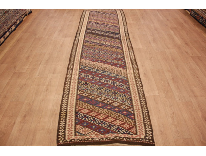 Orientteppich Kelim wollteppich 407x112 cm Kilim